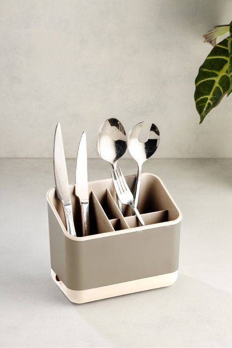 Hermia 2LIBNM-8052 Organizador de Plástico Beige Set de 2 Piezas para Cocina, Baño u Oficina 16.5x10x14 cm